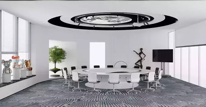 Futuristic White Conference Hall