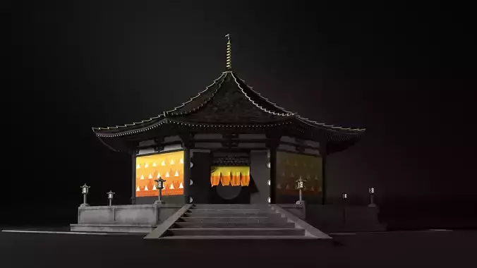 Zenitsu Temple - Demon Slayer architecture 3D model 6
