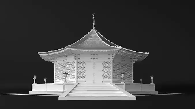 Zenitsu Temple - Demon Slayer architecture 3D model 4