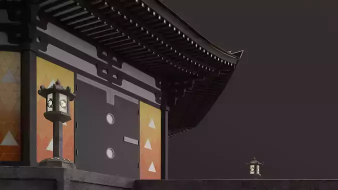 Zenitsu Temple - Demon Slayer architecture 3D model 7