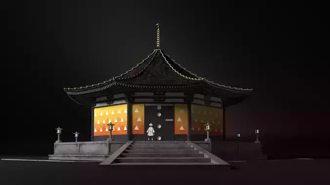 Zenitsu Temple - Demon Slayer architecture 3D model 2