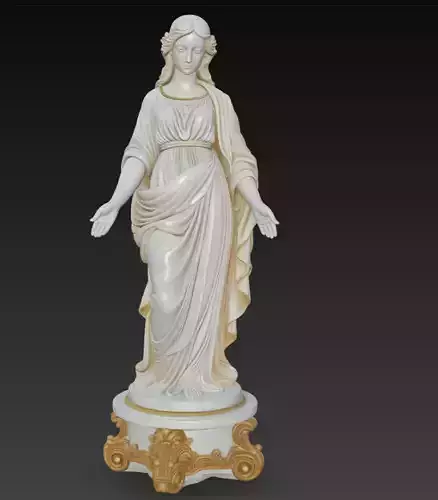Heavenly Grace - Virgin Mary Ornamental Marble Statue 3D Model
