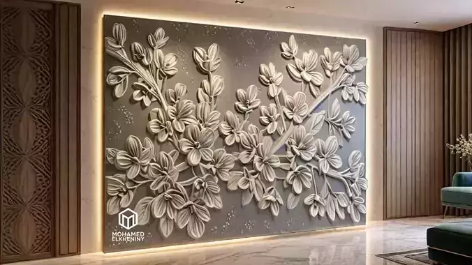  modern panel wall decor set relief stl mural CNC 285