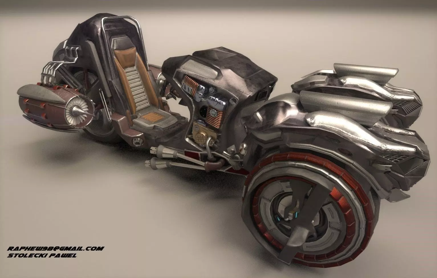 Futuristic Motorcycle Vehicle Game Ready model  Low-poly 3D model_0