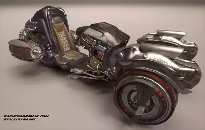 Futuristic Motorcycle Vehicle Game Ready model  Low-poly 3D model