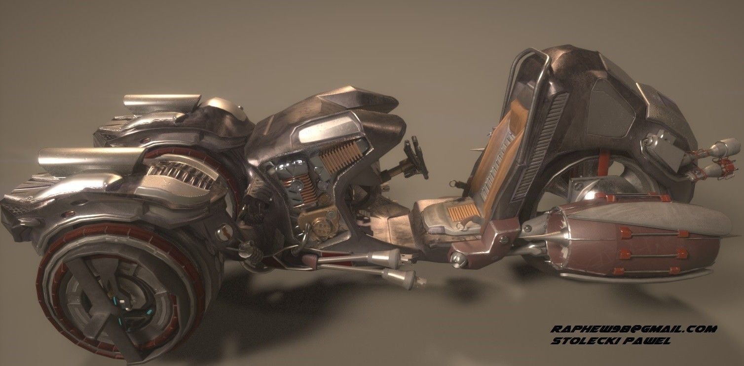 Futuristic Motorcycle Vehicle Game Ready model  Low-poly 3D model_1