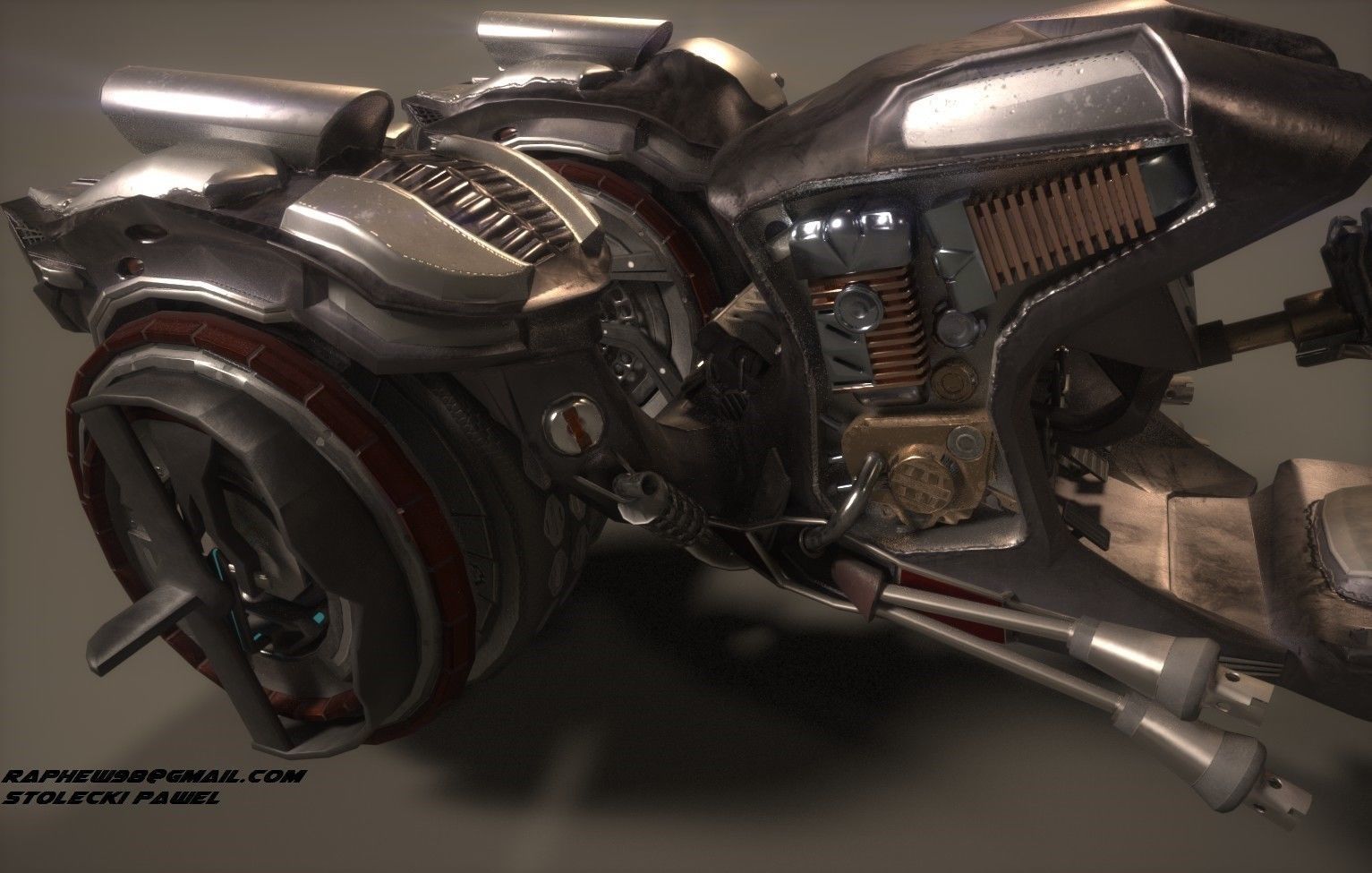 Futuristic Motorcycle Vehicle Game Ready model  Low-poly 3D model_2