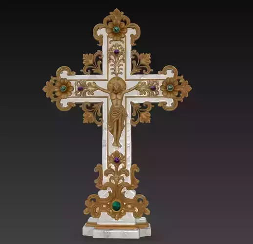 Heavenly Radiance Cross - Ornamental Gold and Marble Crucifix
