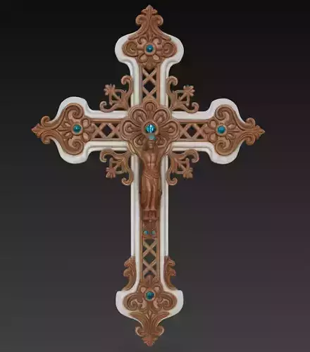 Sacred Crucifix Cross - Ornamental Baroque Religious Sculpture