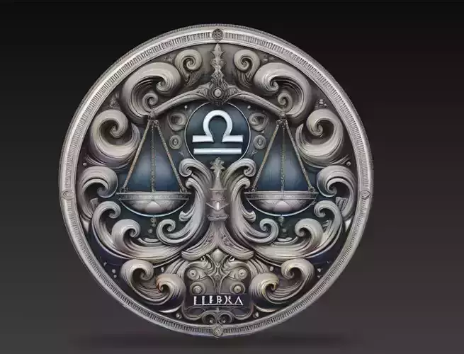 Libra Zodiac Relief - Celestial Balance Sculpture