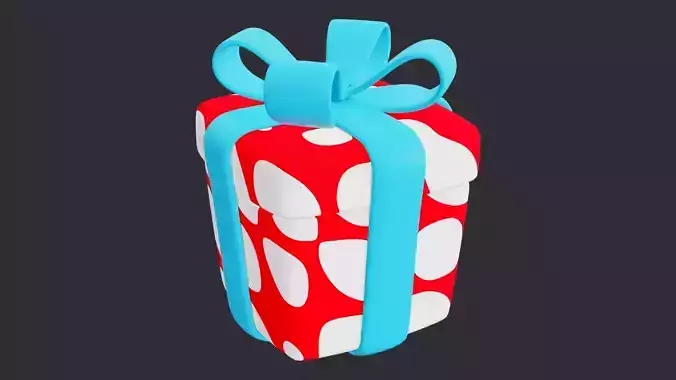 Low Poly Gift Box Red Blue