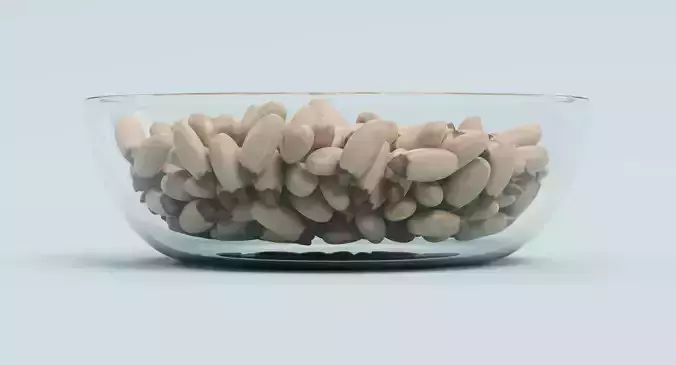 Pine Nuts in Bowl - Raw Seed Kernel Food Display  3D model 3