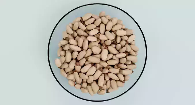 Pine Nuts in Bowl - Raw Seed Kernel Food Display  3D model 6