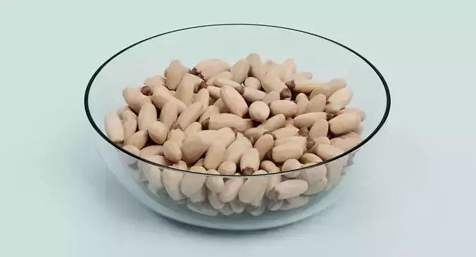 Pine Nuts in Bowl - Raw Seed Kernel Food Display 3D model