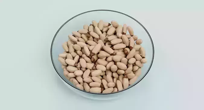 Pine Nuts in Bowl - Raw Seed Kernel Food Display  3D model 4