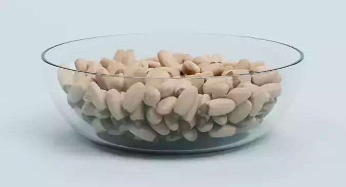 Pine Nuts in Bowl - Raw Seed Kernel Food Display  3D model 2