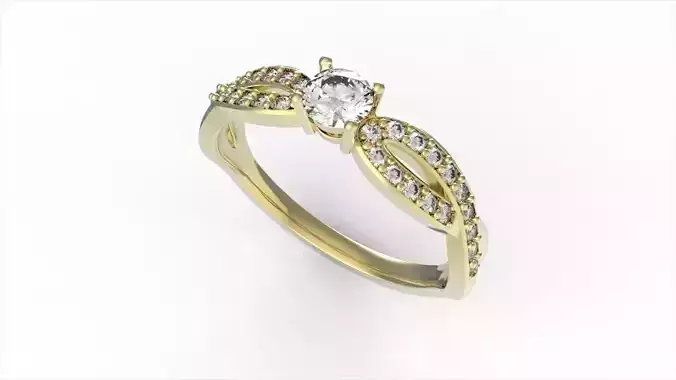 Diamond Accent Twine Promise Ring with small stouns 3D print model
