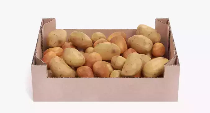 Potatoes in Box - Filled Cardboard Produce Crate 3D model