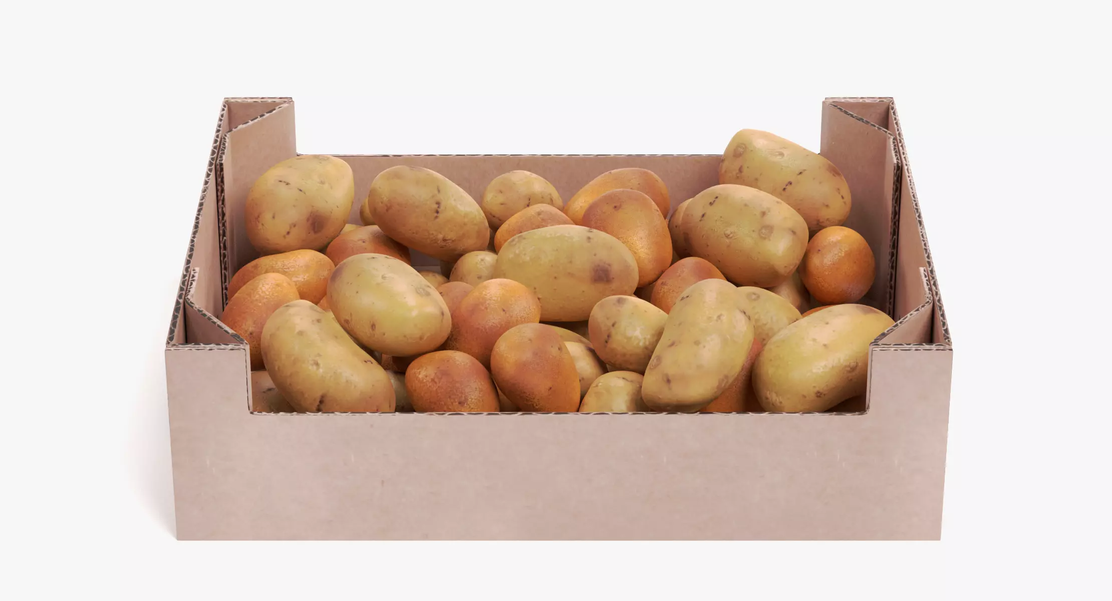 Potatoes in Box - Filled Cardboard Produce Crate 3D model