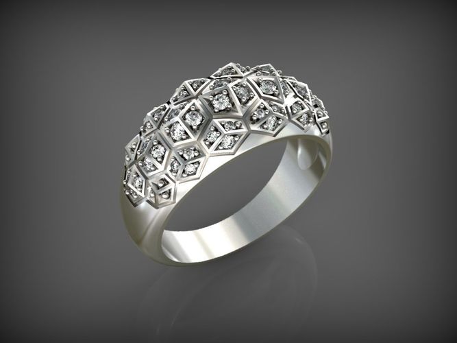 Ring with many Gems STL 3D print model