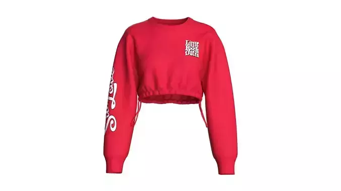 Girls Crop Sweatshirt With Elastic Bottom