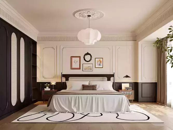 Warm Modern Classic Bedroom Interior