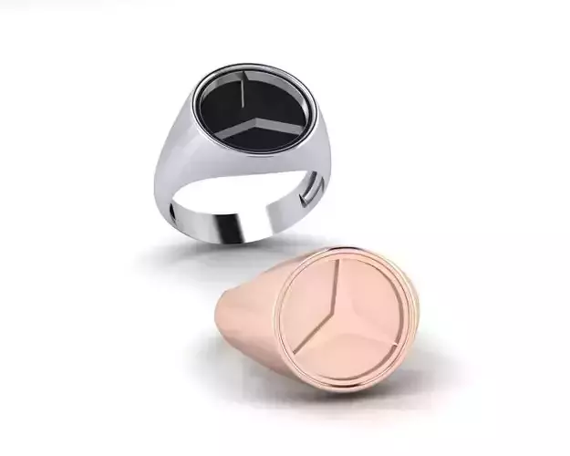 Benz logo signet ring