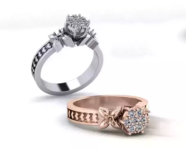 flower setting solitaire engagement jewelry ring