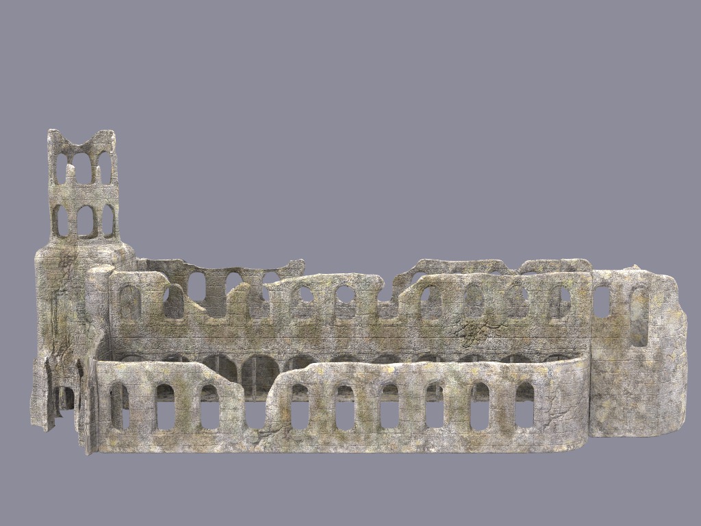 Ruined cistercian abbey 3D model_1