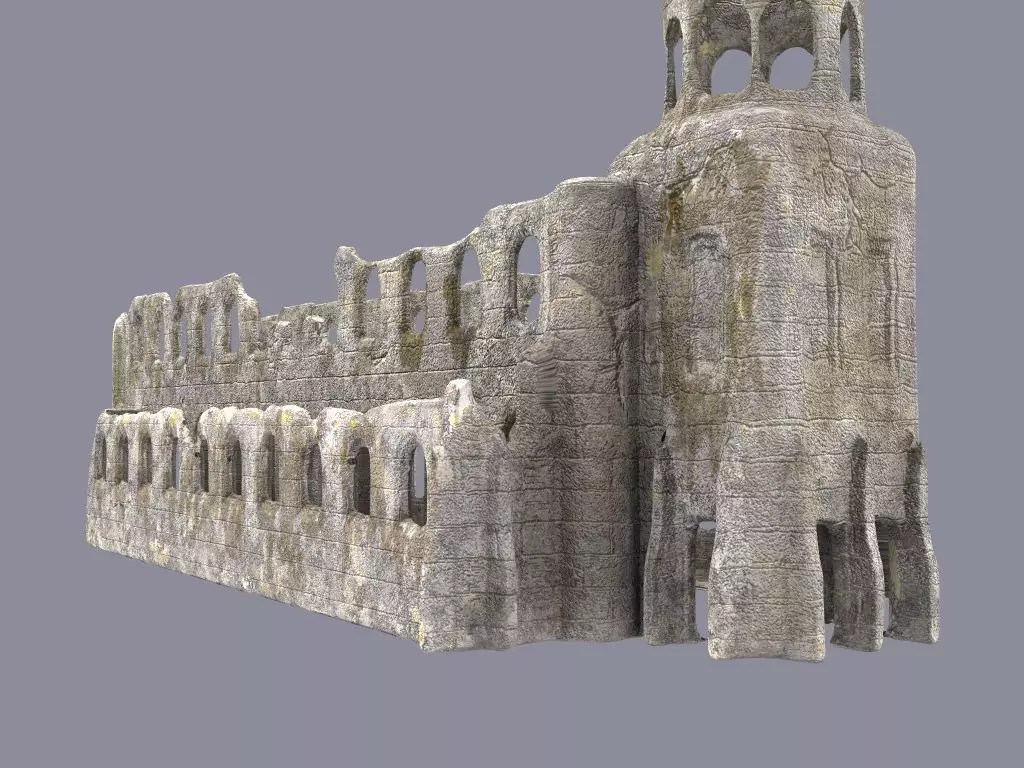 Ruined cistercian abbey 3D model_0