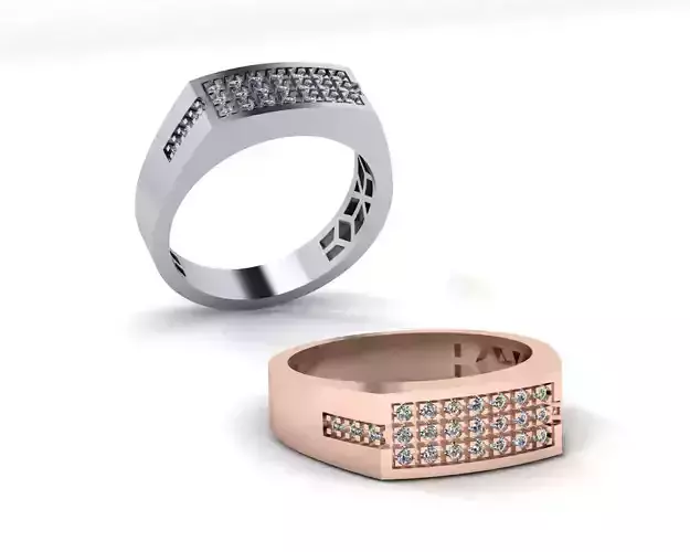pave setting man micro setting jewelry ring