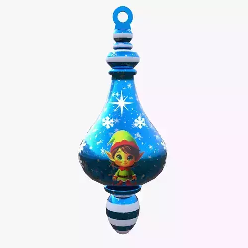 Charming Elf Holiday Blue Bauble 3D Model  PBR Low poly