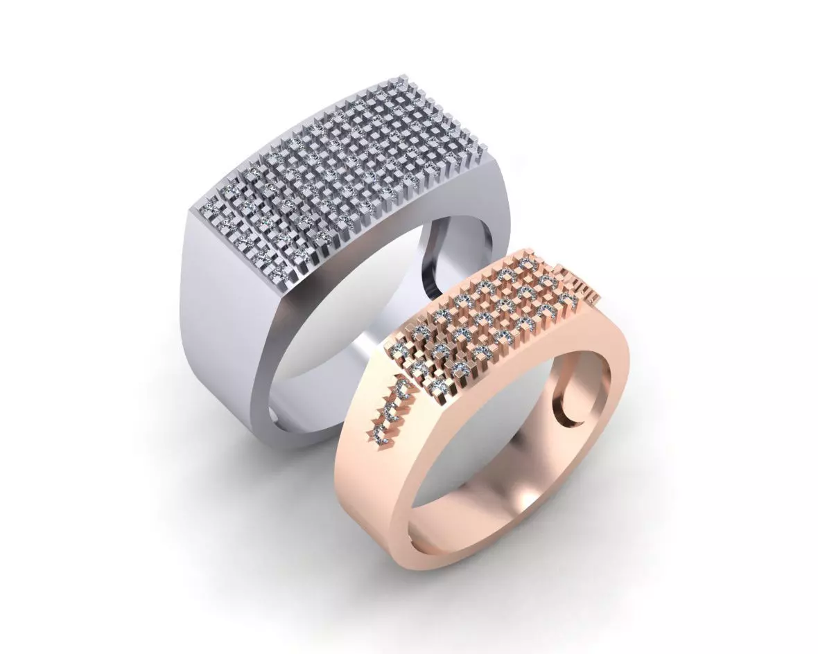 free pave setting engagement jewelry ring Free 3D print model