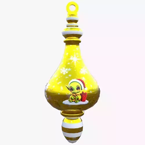 Charming Baby Holiday Golden Bauble 3D PBR Low poly 