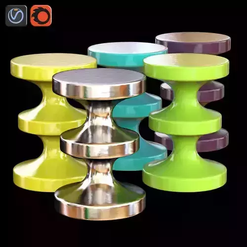 Ceramic stool INDIA MAHDAVI Low-poly 3D model