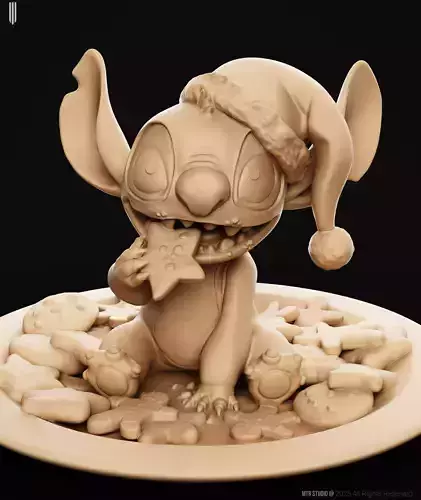  Cute Stitch Cookie Thief  Christmas Diorama Pre supported