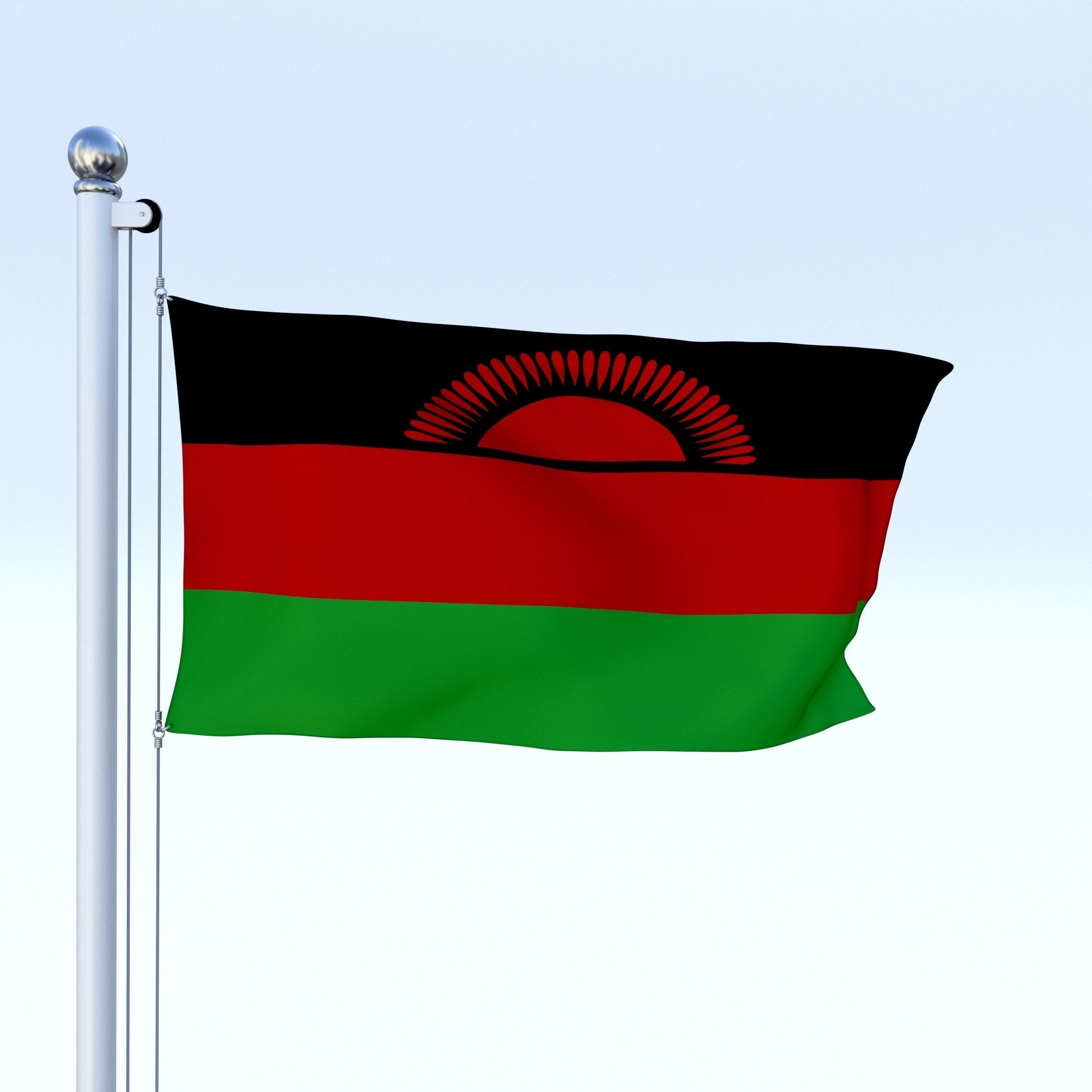 Animated Malawi Flag Low-poly 3D model_6