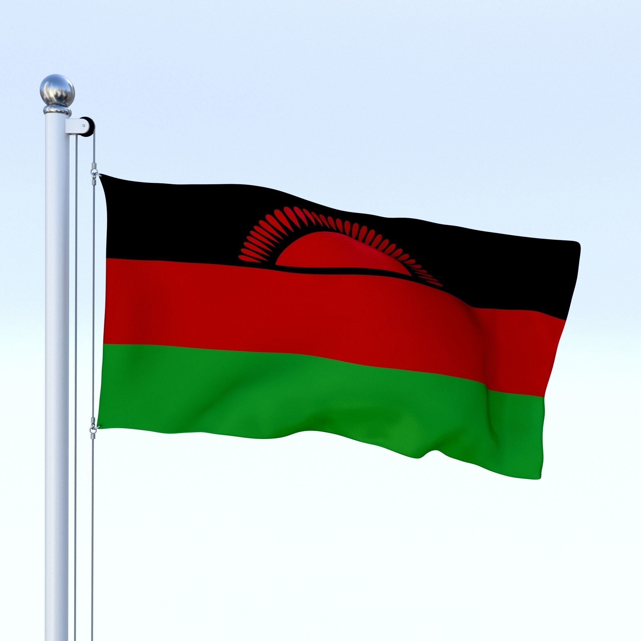 Animated Malawi Flag Low-poly 3D model_9