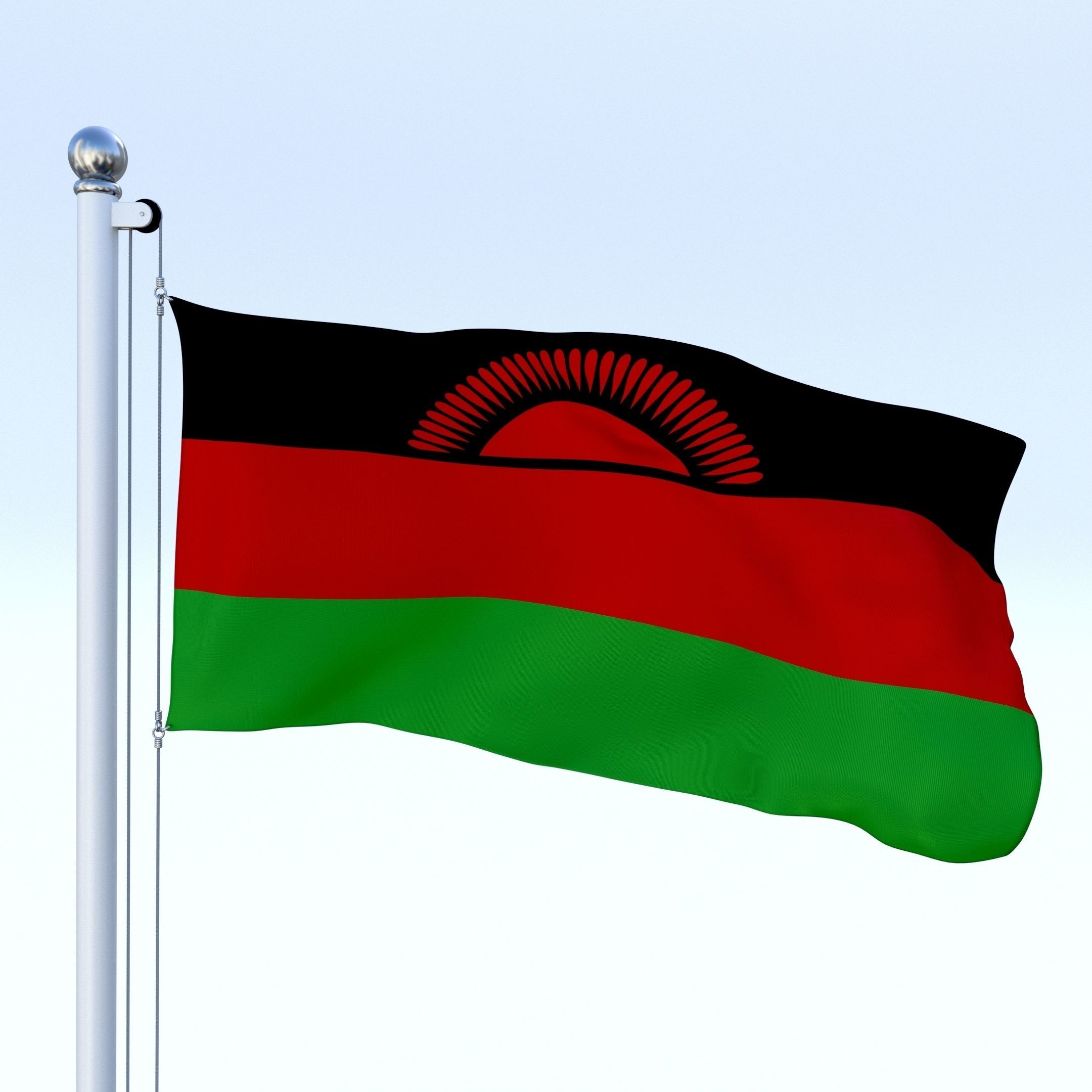 Animated Malawi Flag Low-poly 3D model_20