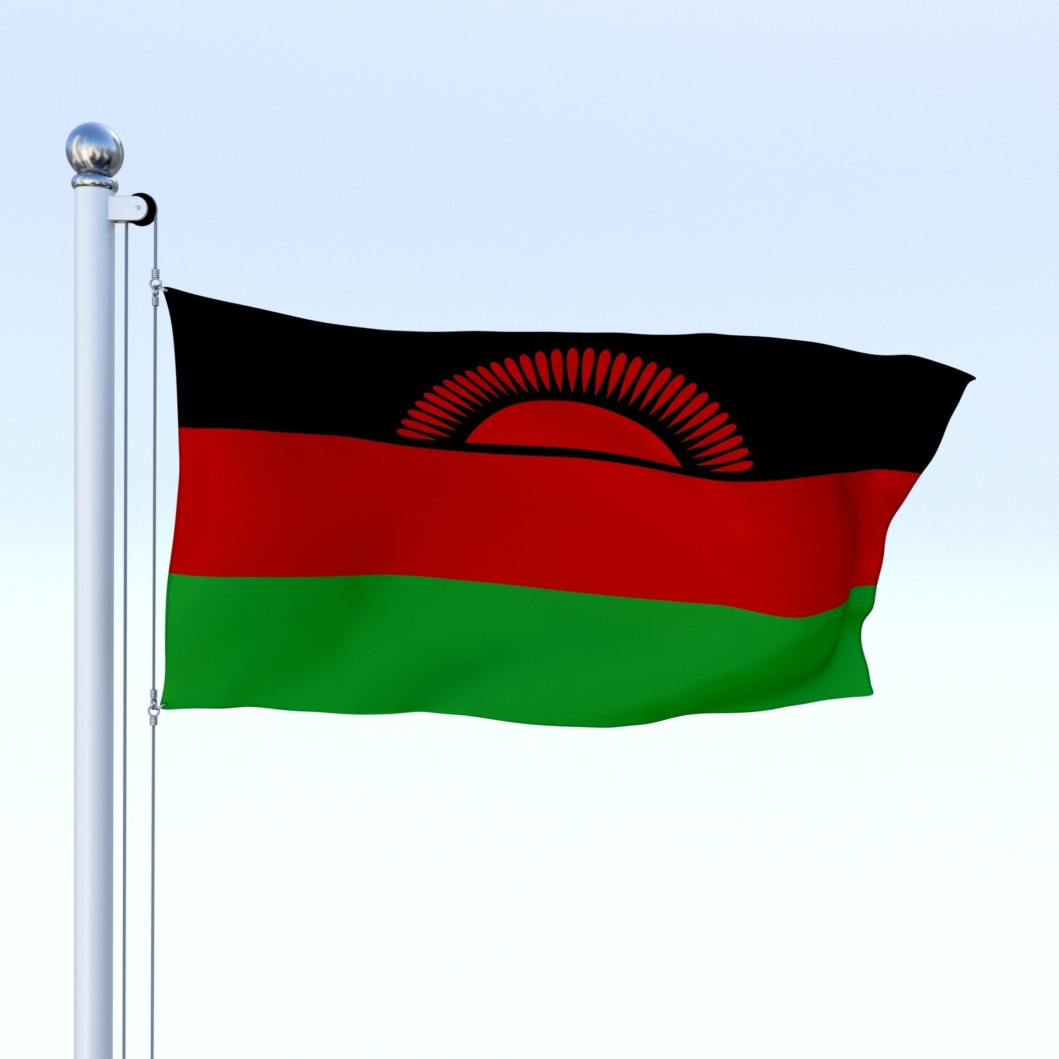 Animated Malawi Flag Low-poly 3D model_2