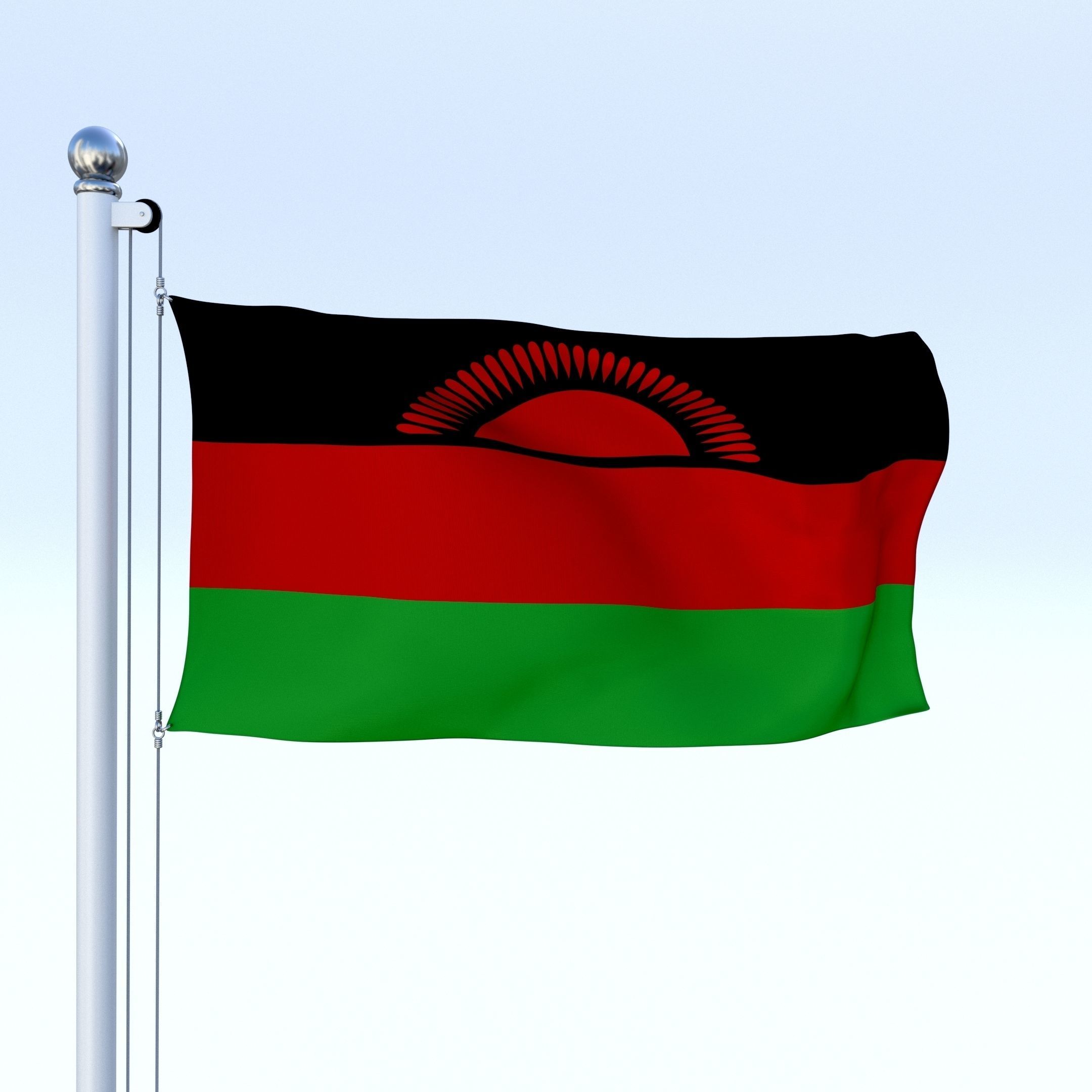 Animated Malawi Flag Low-poly 3D model_26
