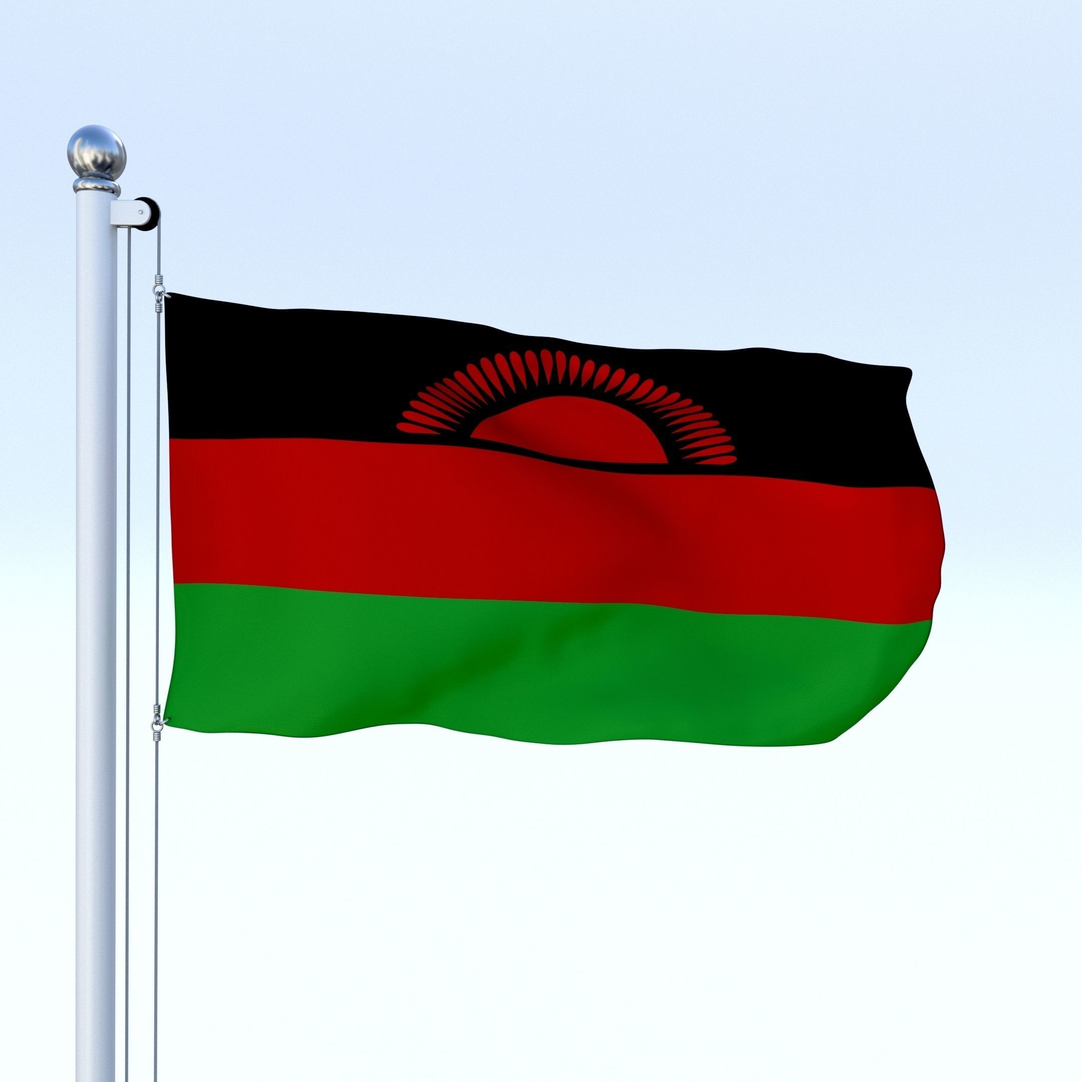 Animated Malawi Flag Low-poly 3D model_25