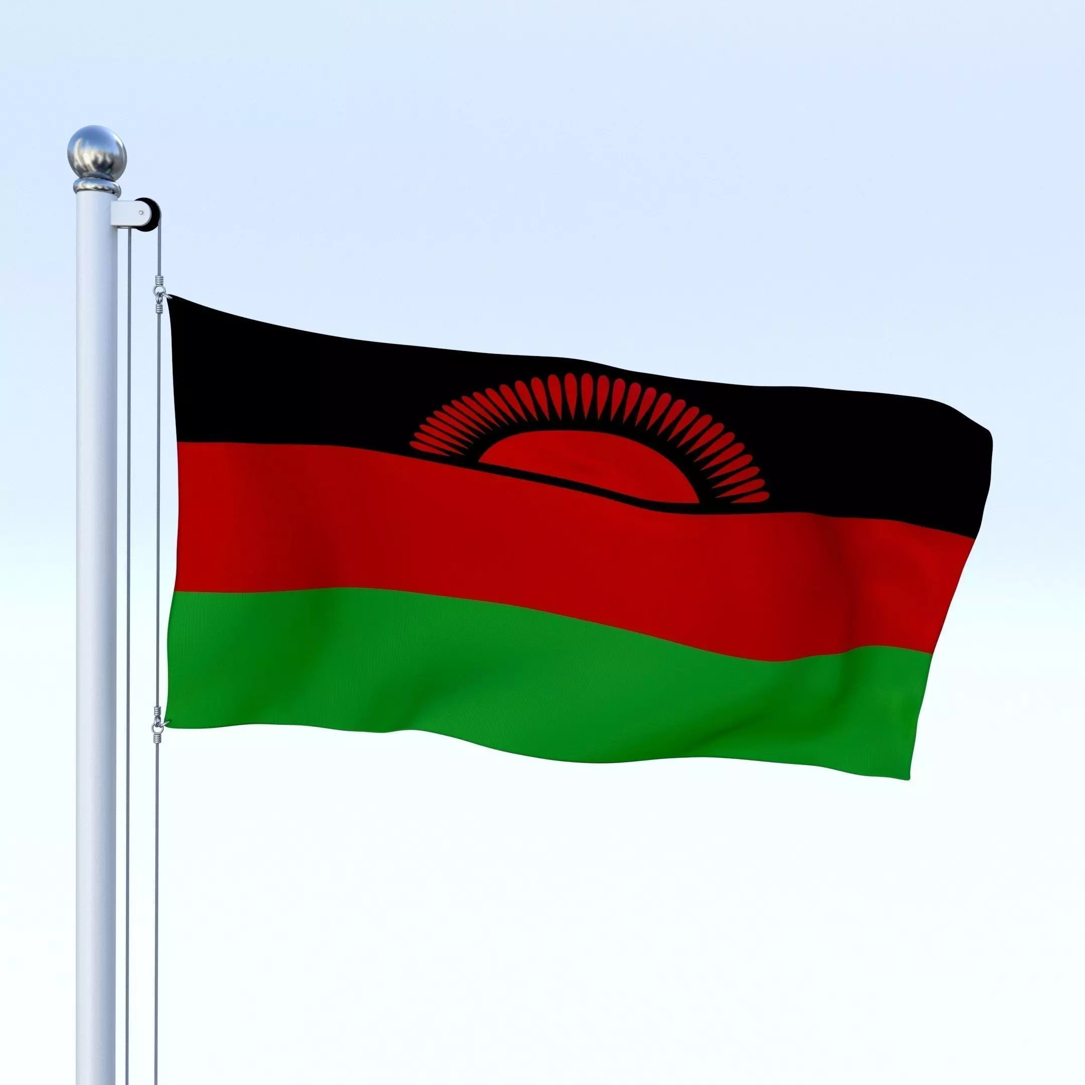 Animated Malawi Flag Low-poly 3D model_0