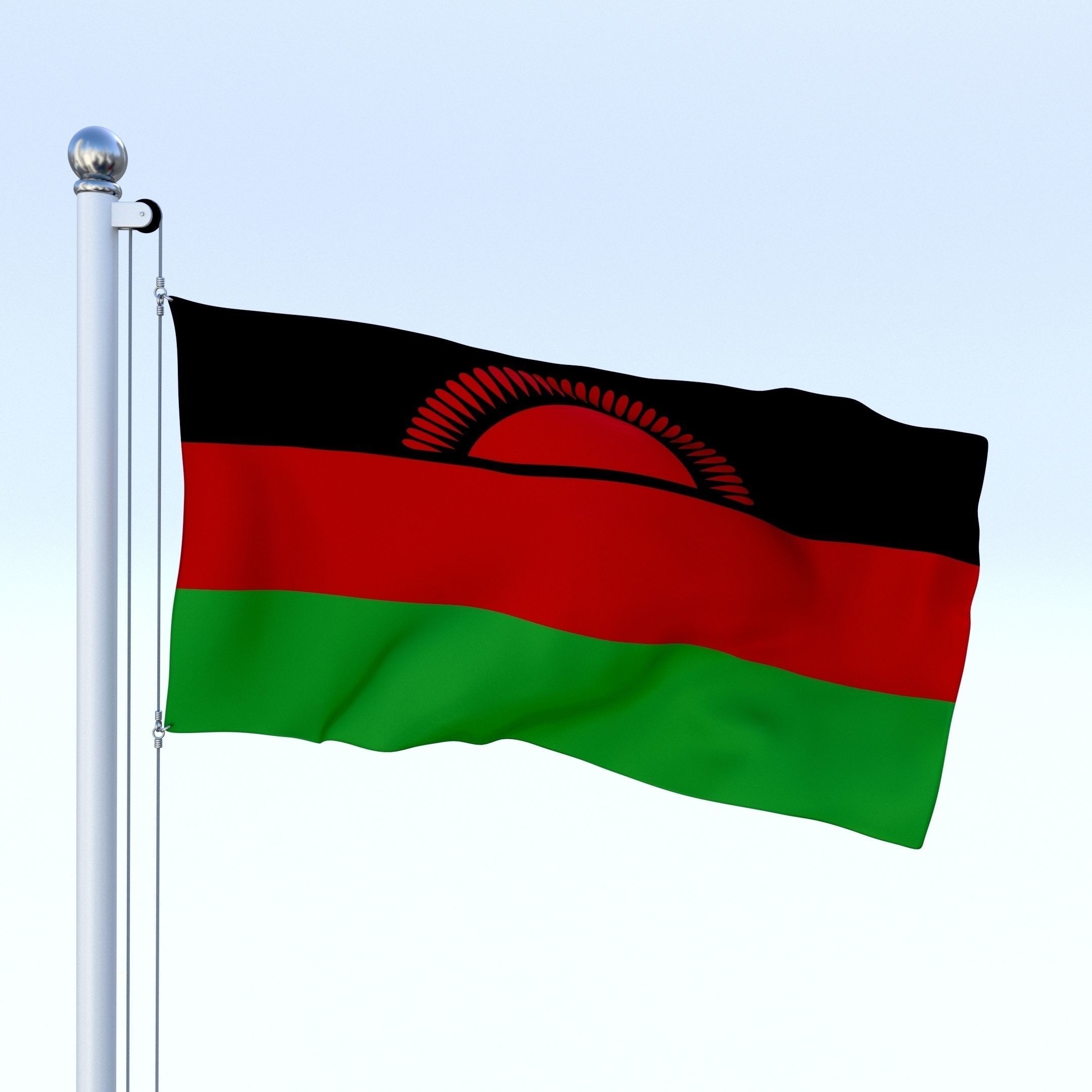 Animated Malawi Flag Low-poly 3D model_3