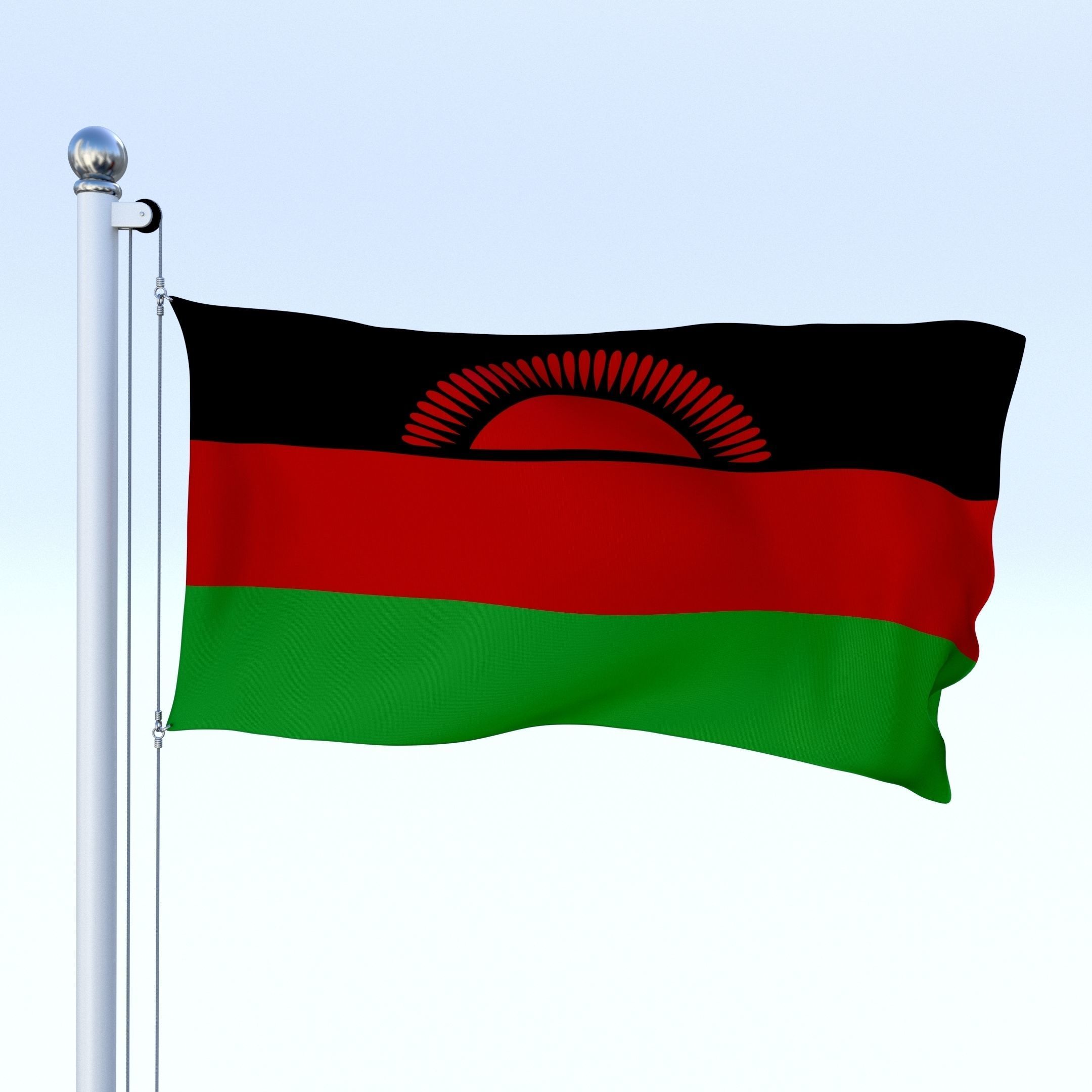Animated Malawi Flag Low-poly 3D model_11