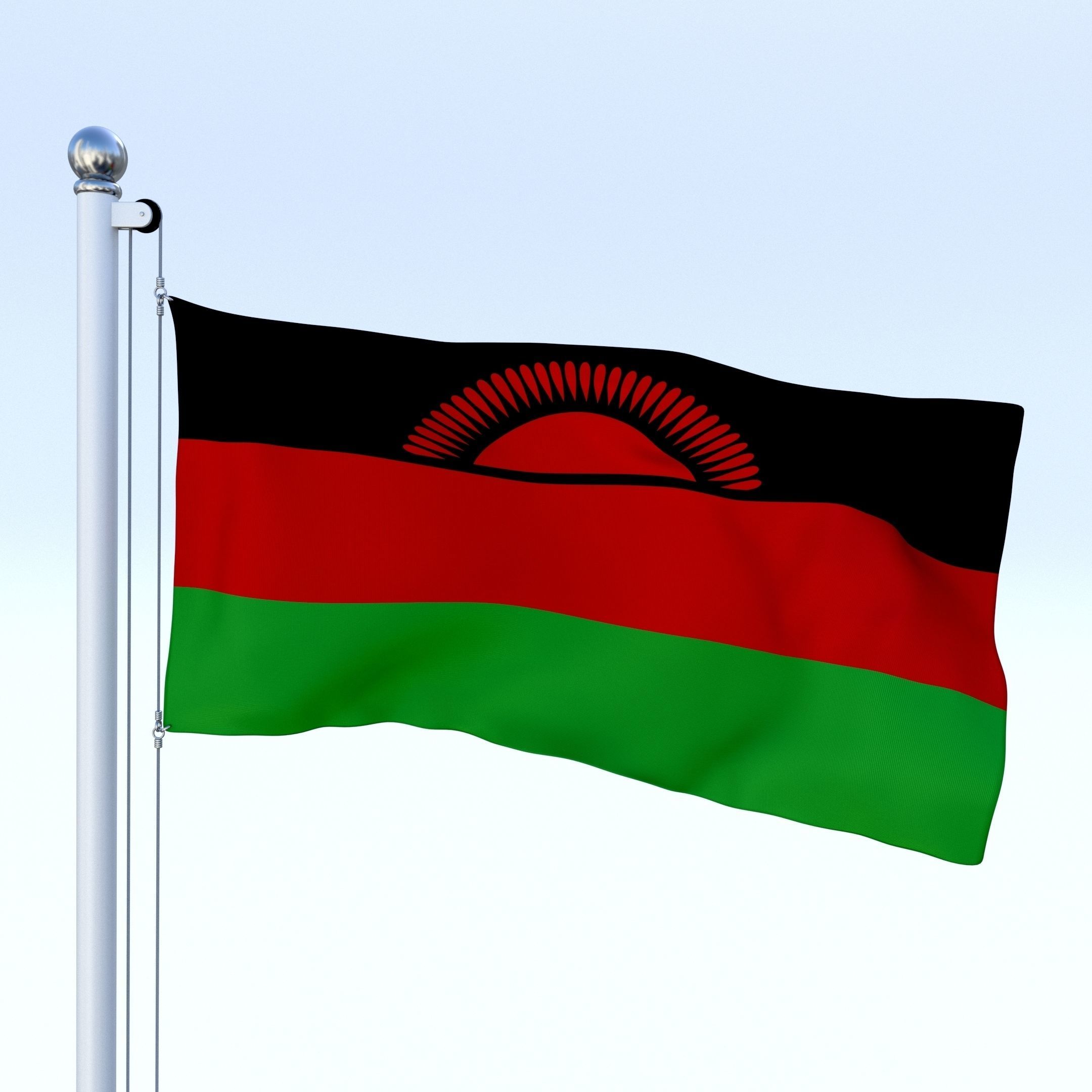 Animated Malawi Flag Low-poly 3D model_22