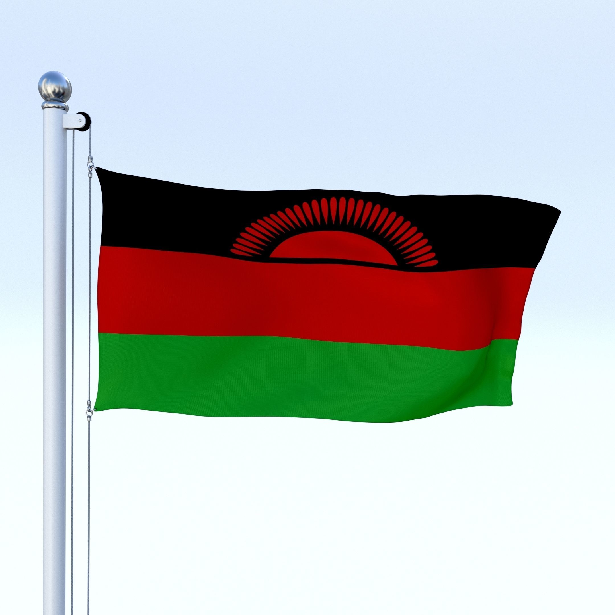 Animated Malawi Flag Low-poly 3D model_19