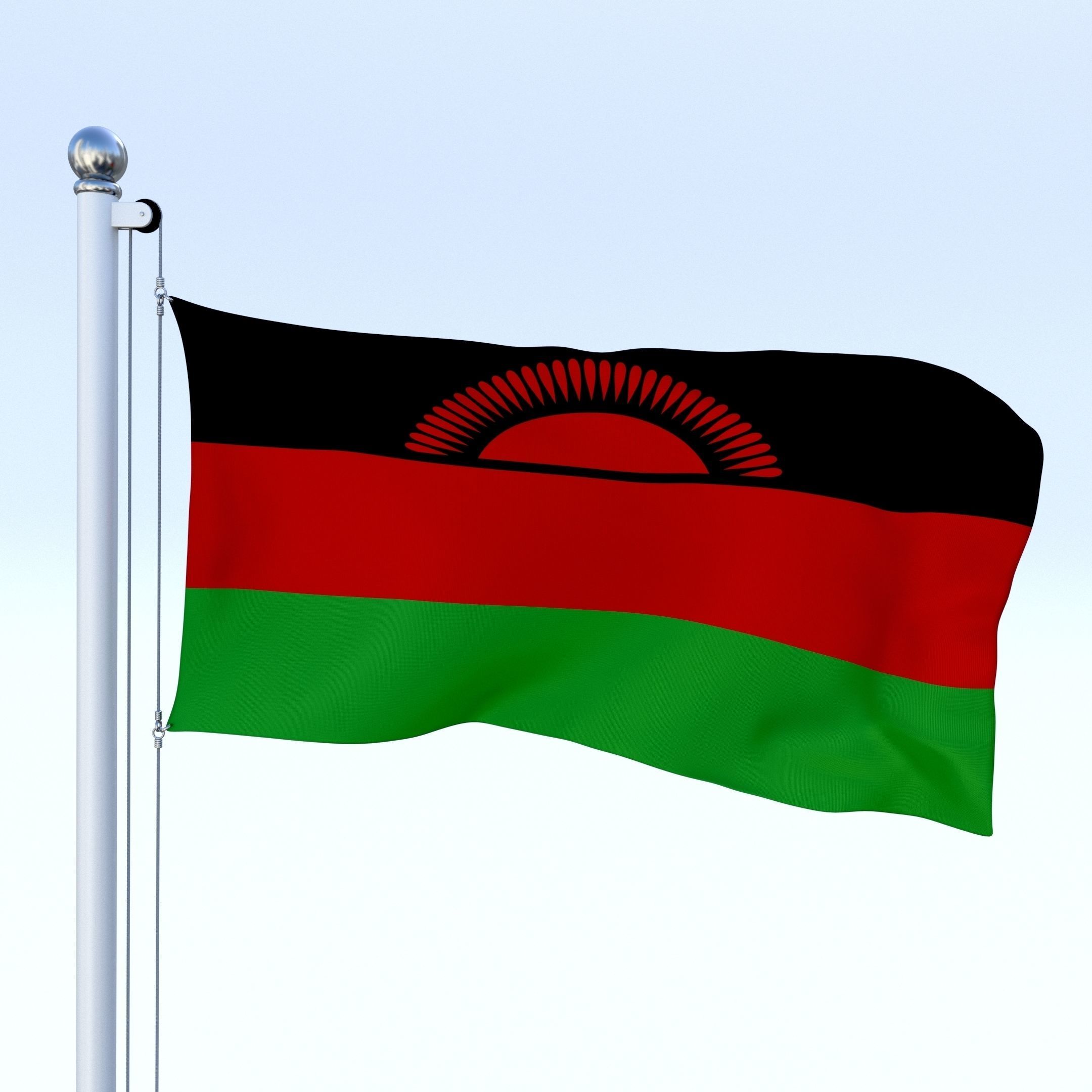 Animated Malawi Flag Low-poly 3D model_4
