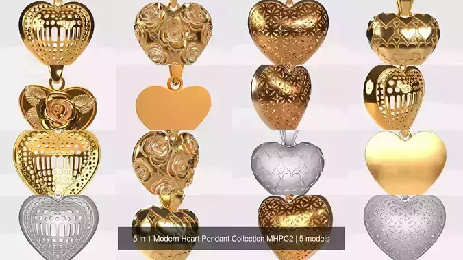 5 in 1 Modern Heart Pendant Collection MHPC2
