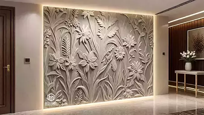 modern panel wall decor set relief stl mural CNC 286